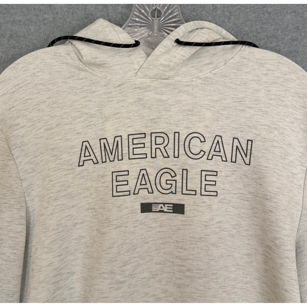 American Eagle Hoodie Mens Small Grey Heather Graphic Pullover Kangaroo Pocket